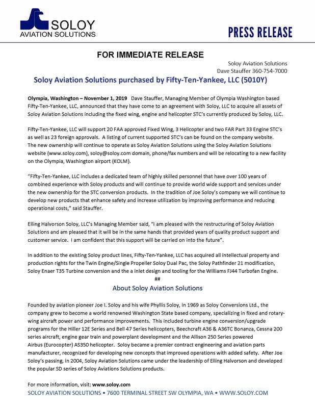 Soloy Press Release 11/2019 