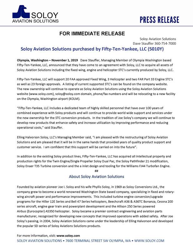 Soloy Press Release 11/2019